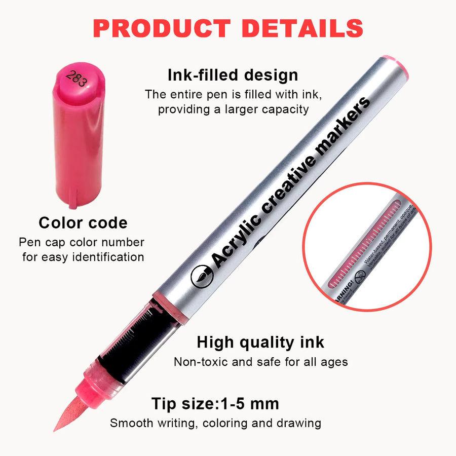 Acryl-Pinselmarker-Set von kissbuty mit 10 bis 120 Farben und automatischem Tintenkontrollsystem für DIY-Kunstbedarf in Multicolour - Bild 4