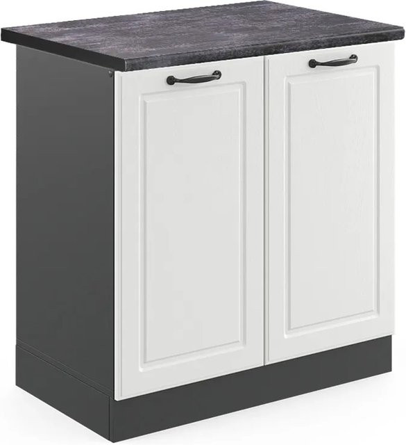 Vicco Spülenunterschrank R-Line Landhaus Weiß Anthrazit B/T/H: 80 x 60 x 81,6 cm - Bild 1
