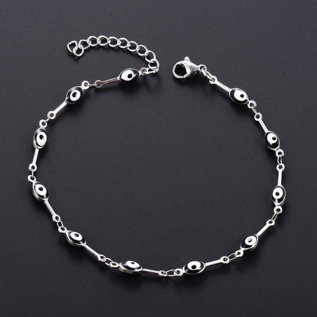 YULIN Armband Edelstahl, Silber, Türkisches Böses Auge, Damen, 24 cm - Bild 1