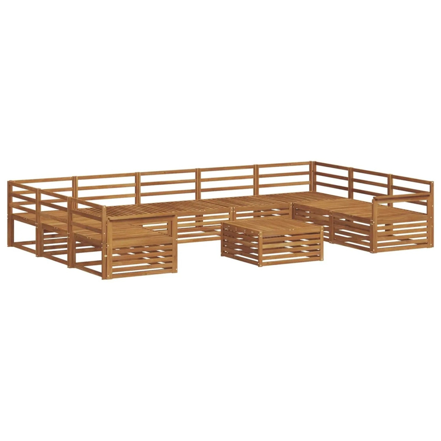 vidaXL Sofagarnitur 10-teilig aus Massivholz Akazie in Natur Braun mit modernem U-Shape Design - Bild 2