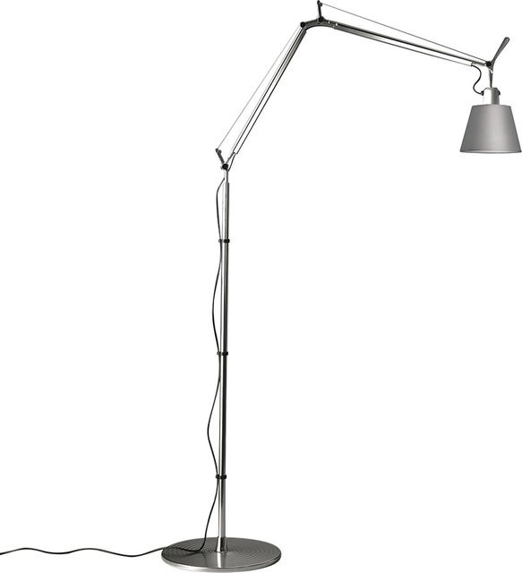 Artemide Tolomeo Basculante Terra Stehleuchte aus Aluminium in Silber mit verstellbarem Satinschirm - Bild 1