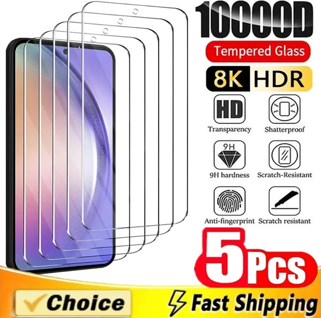 5-teiliges Set gehärtetes Glas Displayschutz transparent für Samsung Galaxy A55 A54 A13 A53 A52 A12 A22 A33 A32 A51 A52S A35 A72 A71 A14 S10E S20FE - Bild 1