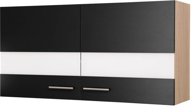 Respekta Küchen-Oberschrank Merle Schwarz mit Glastüren und Soft-Close-Funktion B/H/T: 110 x 56 x 35 cm - Bild 3