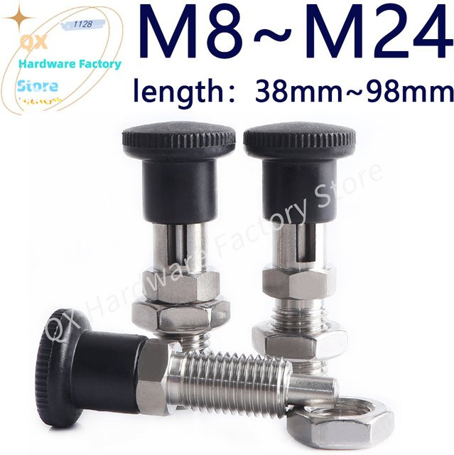 Dome Positionierungsstift mit Mutter aus Edelstahl und Kohlenstoffstahl M8 bis M24 in Silber und Schwarz - Bild 1