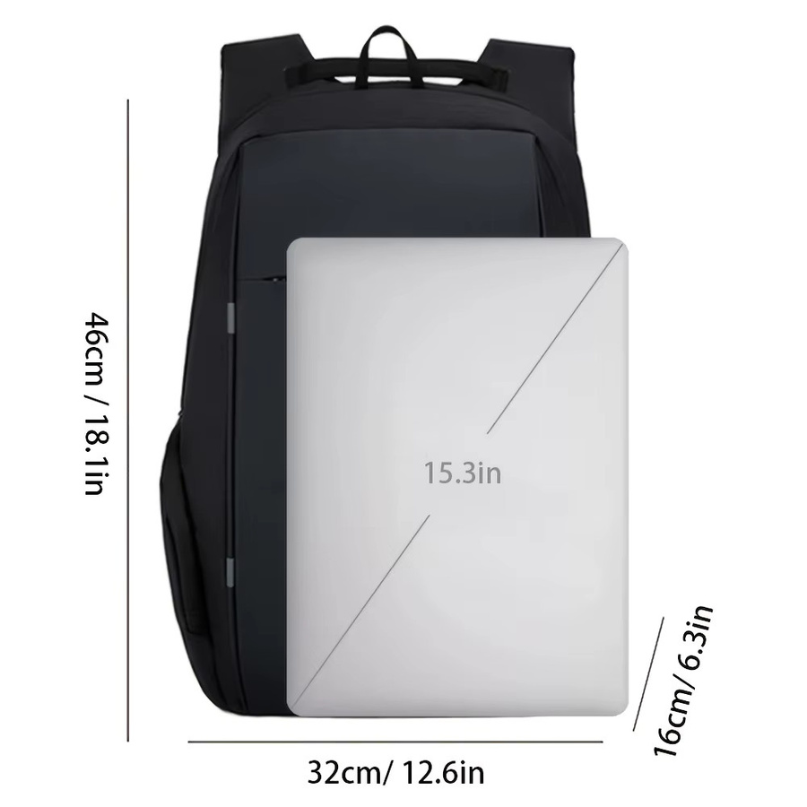 FXZLLQ Anti-Diebstahl Laptop Rucksack für Herren, Business Reise-Umhängetasche mit USB-C Anschluss, Grau, 15 Zoll - Bild 3