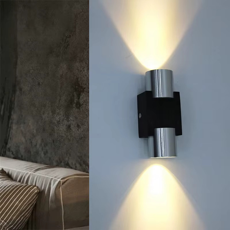 Feiyunlux Moderne LED Wandlampe aus Aluminium in Silber oder Schwarz für Wohnzimmer Schlafzimmer und Flur mit Up-Down Lichteffekt und warmweißem Licht - Bild 2