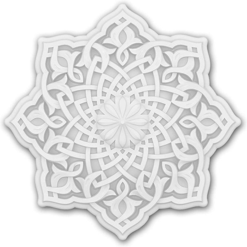 Profhome Decor Rosette Medallion Zierelement in Weiß, Marokkanischer Stil mit geometrischem Ornament, Durchmesser: 31,9 cm - Bild 1