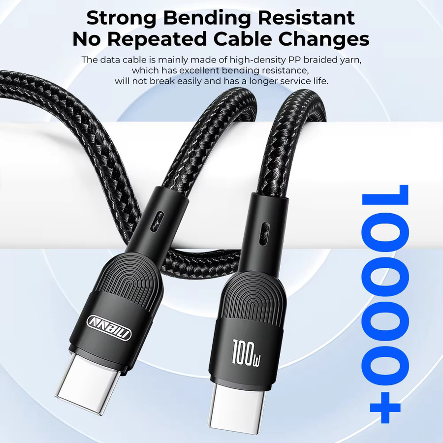 NNBILI USB Typ-C Schnellladekabel für iPhone 16 15 14 13 12 11, Huawei, Realme, Oppo, OnePlus und Xiaomi, USB-C Ladekabel in Schwarz oder Blau - Bild 2