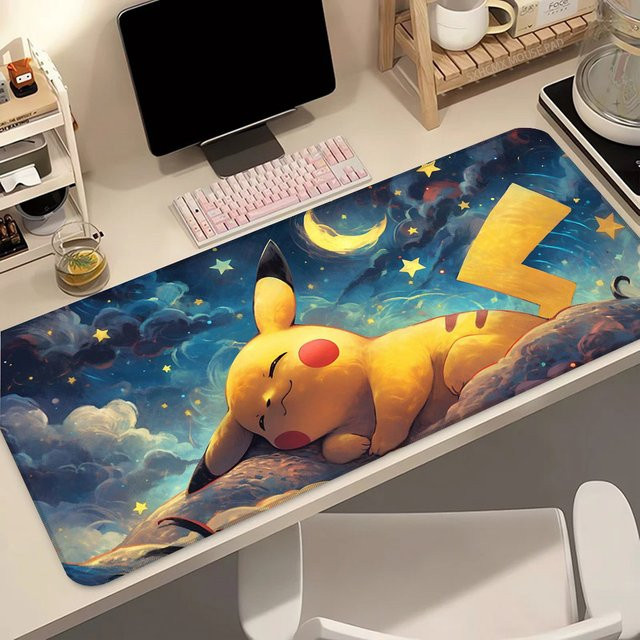 Bandai Pokemon Pikachu Gaming-Mauspad aus PU-Leder in Multicolour, rutschfeste große Tastaturmatte für PC-Gamer und Büro - Bild 1