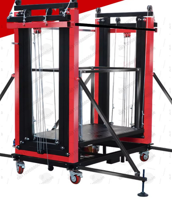 Mobile elektrische Hebebühne in Rot mit einer Hubhöhe von 2 m bis 7 m, faltbare automatische Gerüst-Hebebühne für Bauarbeiten und Heimwerker - Bild 1