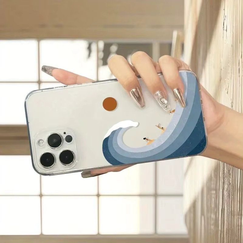Transparente TPU-Handyhülle mit Surfing Pattern für iPhone 11 bis iPhone 17 Pro Max und weitere Modelle - Bild 2