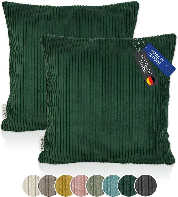 Lycce 2er Set Kissenbezüge aus Cordstoff in Grün, B/B: 50 x 50 cm - Bild 1