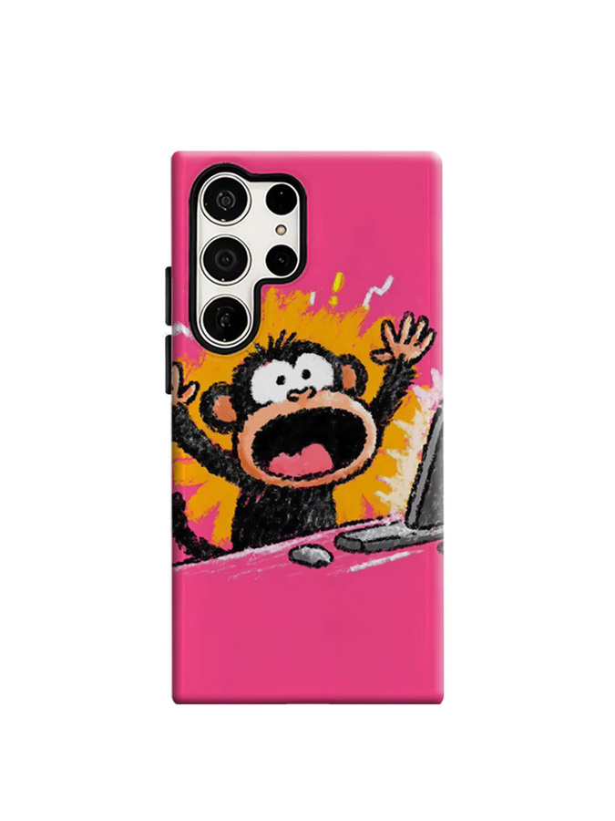 Aurbe Handyhülle für Samsung Galaxy S26 S25 S24 S23 Ultra Plus mit HD Hard Excited Monkey Design in Pink und doppelschichtiger Folienabdeckung - Bild 6