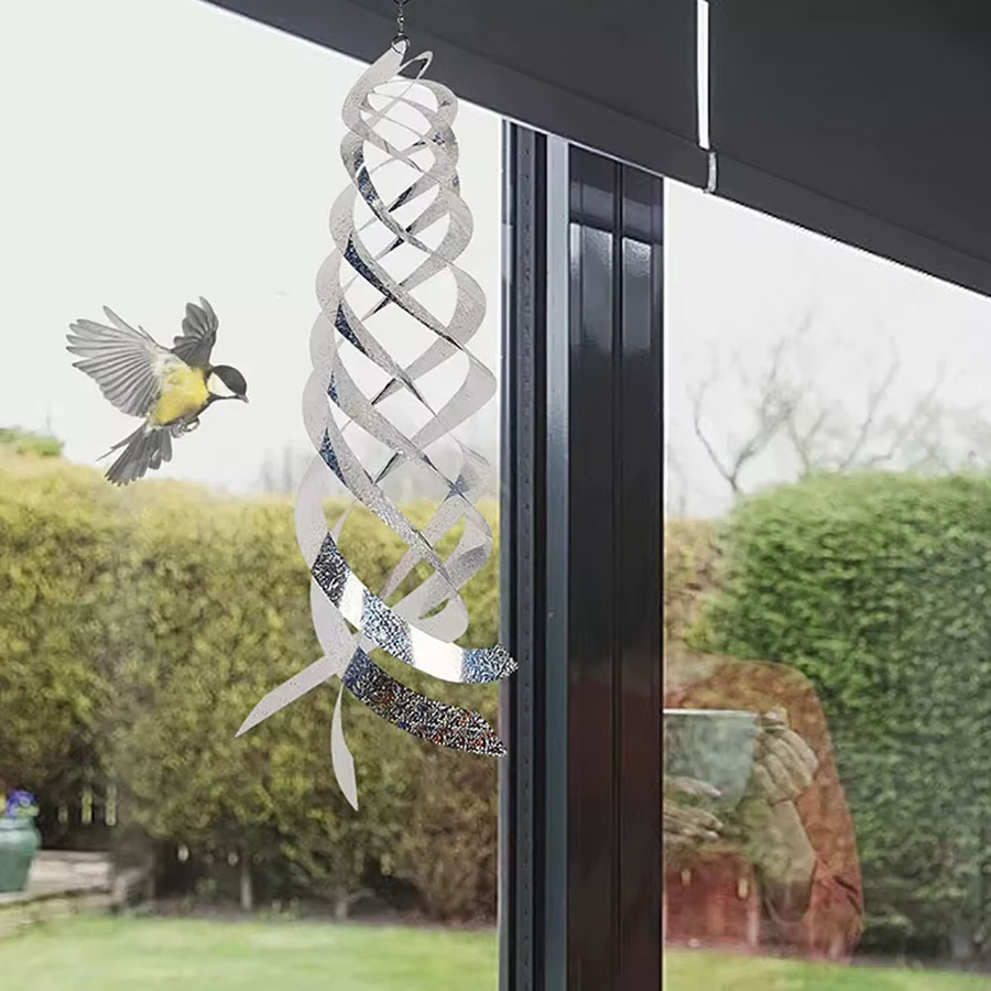 Rotierende reflektierende Vogelabwehr-Spiralen in Silber zur Vogelabwehr für Spatzen - Bild 2