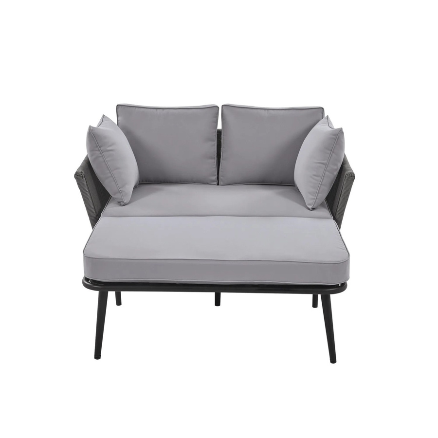 okwish Gartensofa modern in Grau mit Metallrahmen und abnehmbaren Polstern B/T/H: 130 x 67 x 120 cm - Bild 2