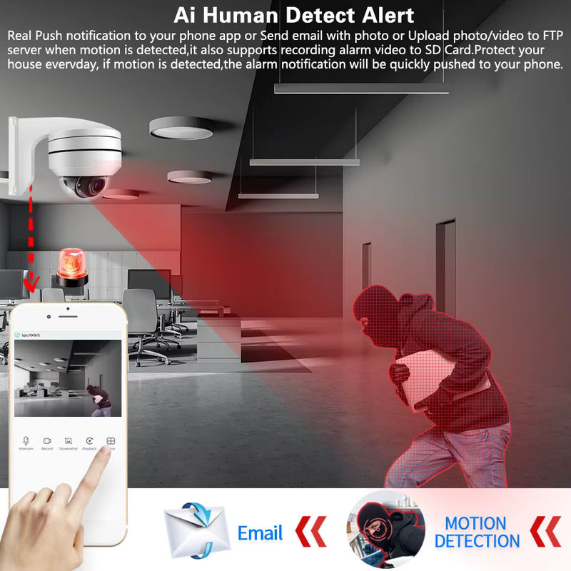 NINIVISION PTZ Dome IP Überwachungskamera mit 8MP 4K Auflösung, 10x optischem Zoom, PoE, IP66 Outdoor-Schutz, Nachtsicht und Bewegungserkennung in Weiß - Bild 3