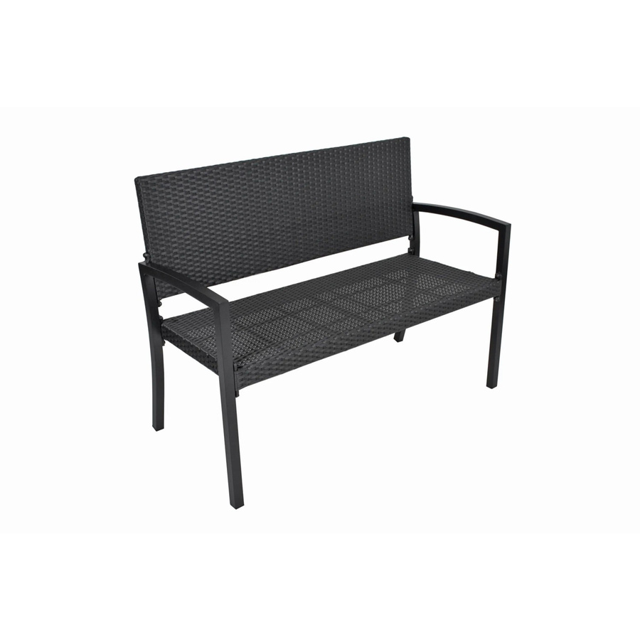 DELUKE Parkbank VALENT Gartenbank aus Aluminium und Kunststoff in Schwarz, Breite: 116 cm, wetterfest und UV-beständig für Garten, Terrasse und Outdoor - Bild 2