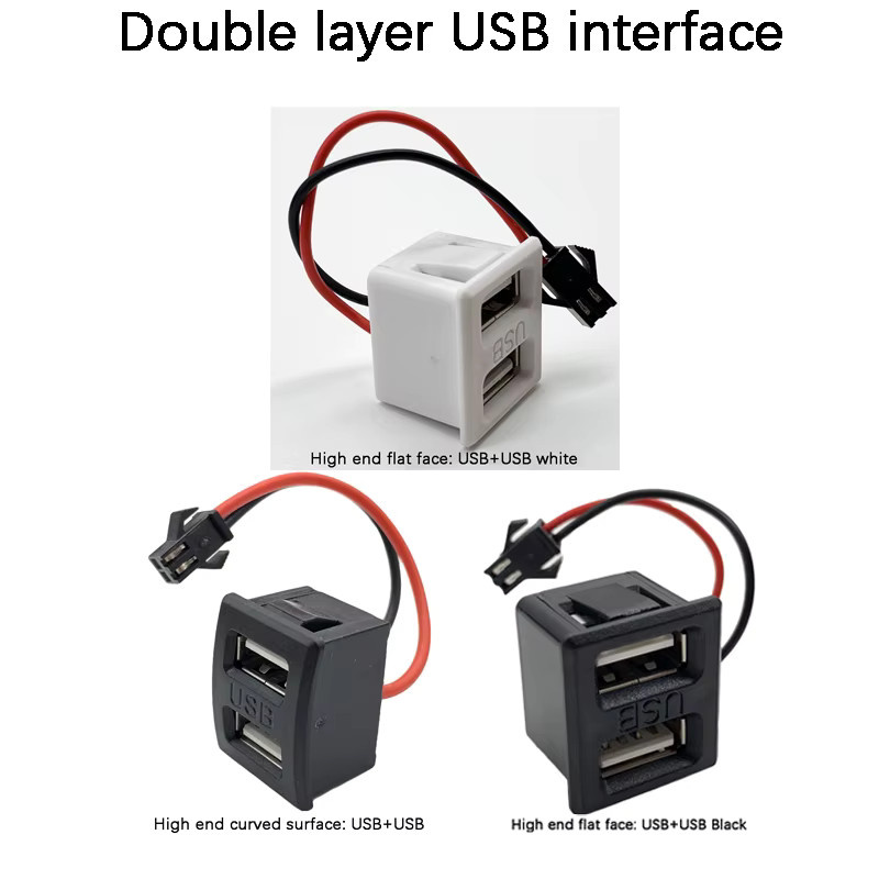 Doppelschicht USB Buchse mit Typ-C Anschluss, Weibliche USB Ladebuchse Steckdose in Schwarz mit 7cm SM2,54 Draht Terminal - Bild 3