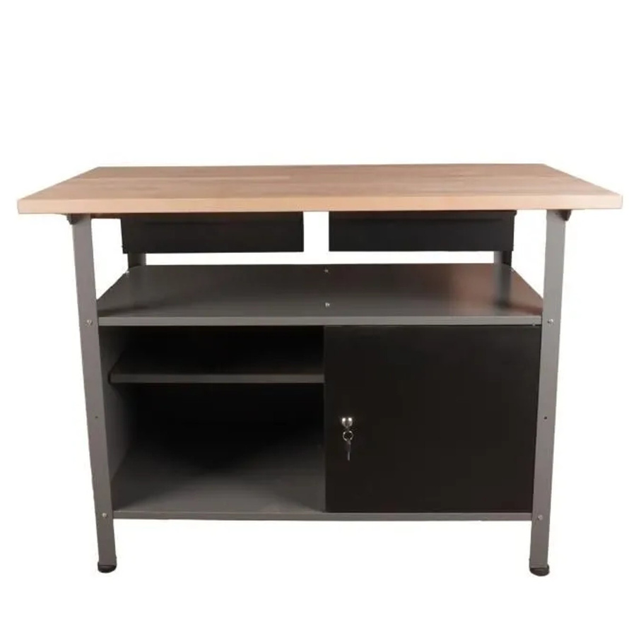 Ondis24 Werkbank Fritz mit Buchenholzarbeitsplatte in Schwarz und Braun, B/T/H: 120 x 60 x 85 cm - Bild 2
