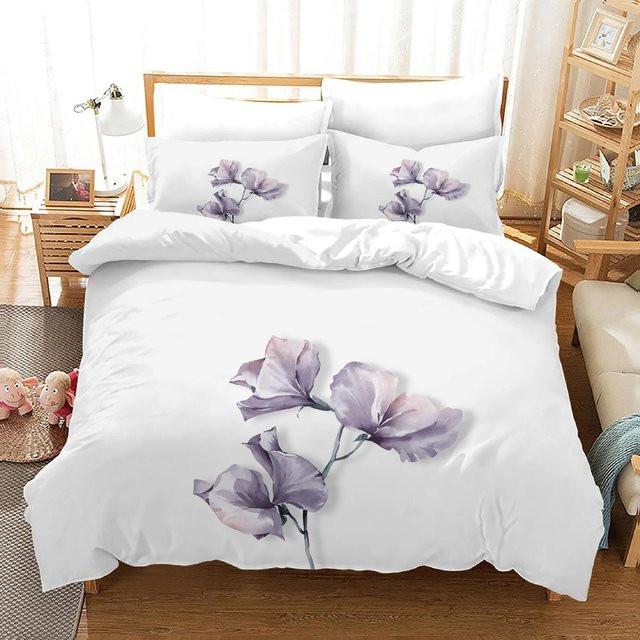 Your Warm Home Bettwäsche Set mit Blumen Jacquard Design, 3-teilig, Weiß, Microfaser, Bettbezug B: 240 cm, T: 220 cm und Kissenbezug B: 135 cm, T: 200 cm - Bild 1