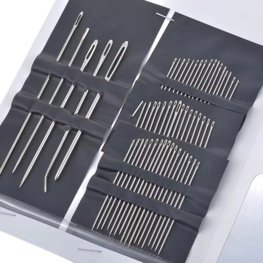 55-teiliges Edelstahl-Handnähnadeln-Set in Silber mit großem Auge für Handarbeiten und Stickereien - Bild 3
