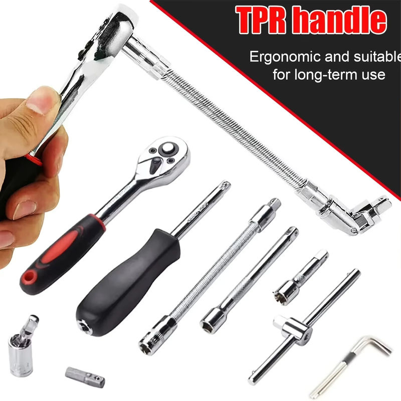 EQZ 46-teiliges Steckschlüssel-Set mit 1/4 Zoll Antrieb, metrischer Bit-Steckschlüsselsatz und Verlängerungsstange für die Autoreparatur - Bild 5