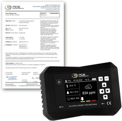 PCE Instruments Aerosolmessgerät PCE-AQD 50A-ICA in Schwarz mit Messung von CO2, Temperatur und Feuchtigkeit bis 40000ppm und ISO-Zertifikat - Bild 1