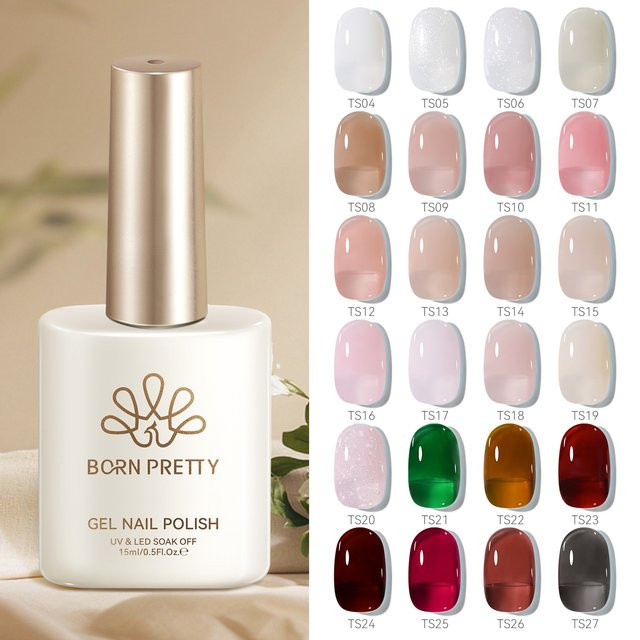 BORN PRETTY Jelly Gel Polish, Milky White Nude Glitter, 15 ml - Bild 1