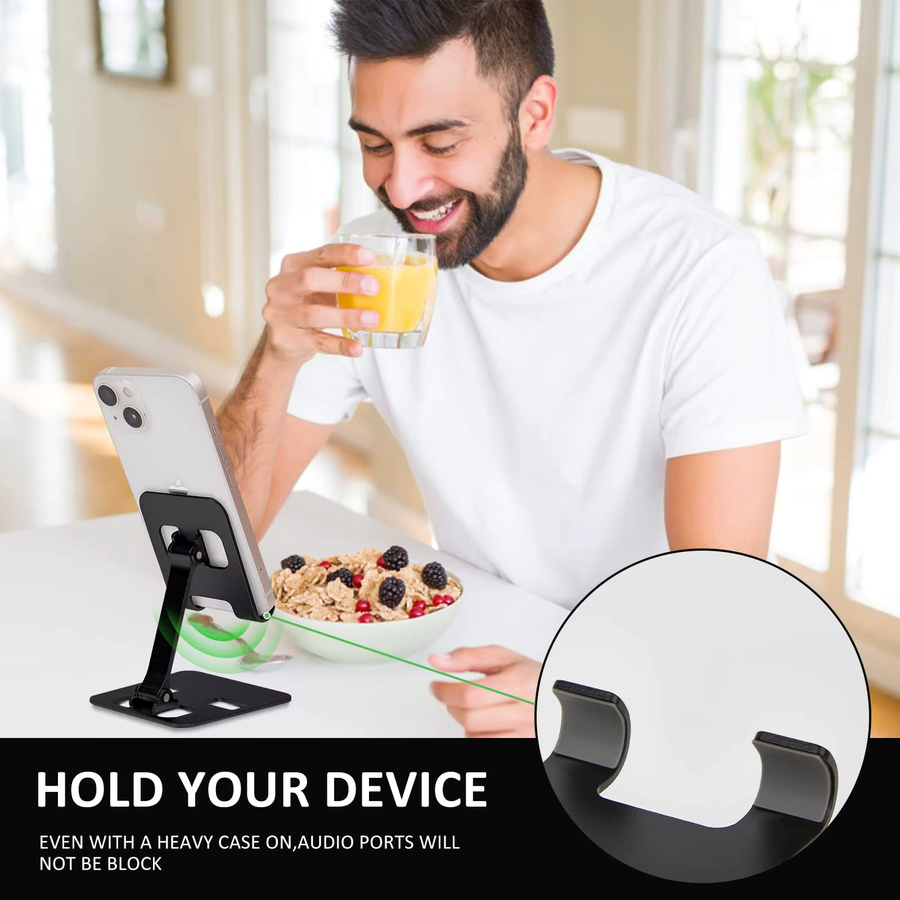 Klappbarer Desktop-Ständer für Telefon und Tablet in Gold, tragbarer Halter für Heimbüro, Filme und Videoanrufe, kompatibel mit verschiedenen Geräten - Bild 5
