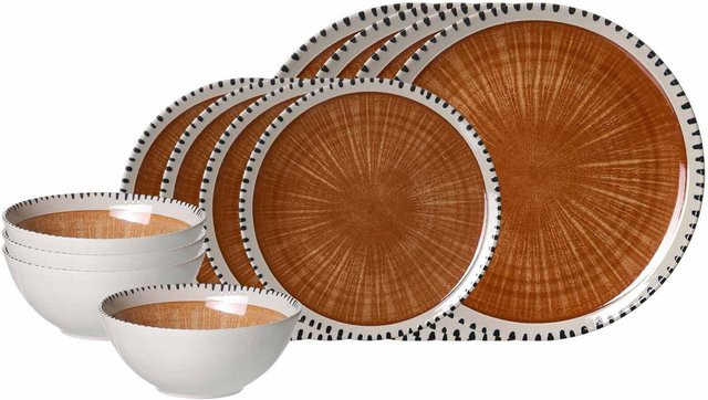 Ritzenhoff & Breker Basic-Set Natura 12-teiliges Geschirrset aus Keramik in Braun - Bild 1