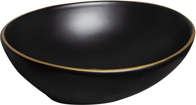 Kerra Aufsatzwaschbecken KR-707 aus Keramik in Schwarz Gold rund - Bild 1