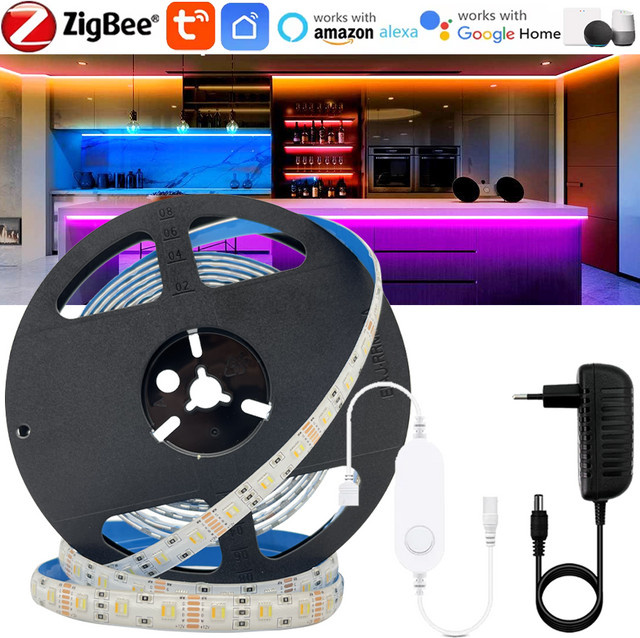 YSRSAI Tuya Zigbee RGBCCT LED-Streifen Set, dimmbar, RGB+W+WW, mit App-Steuerung und Alexa-Kompatibilität, Farbe: Multicolour - Bild 1