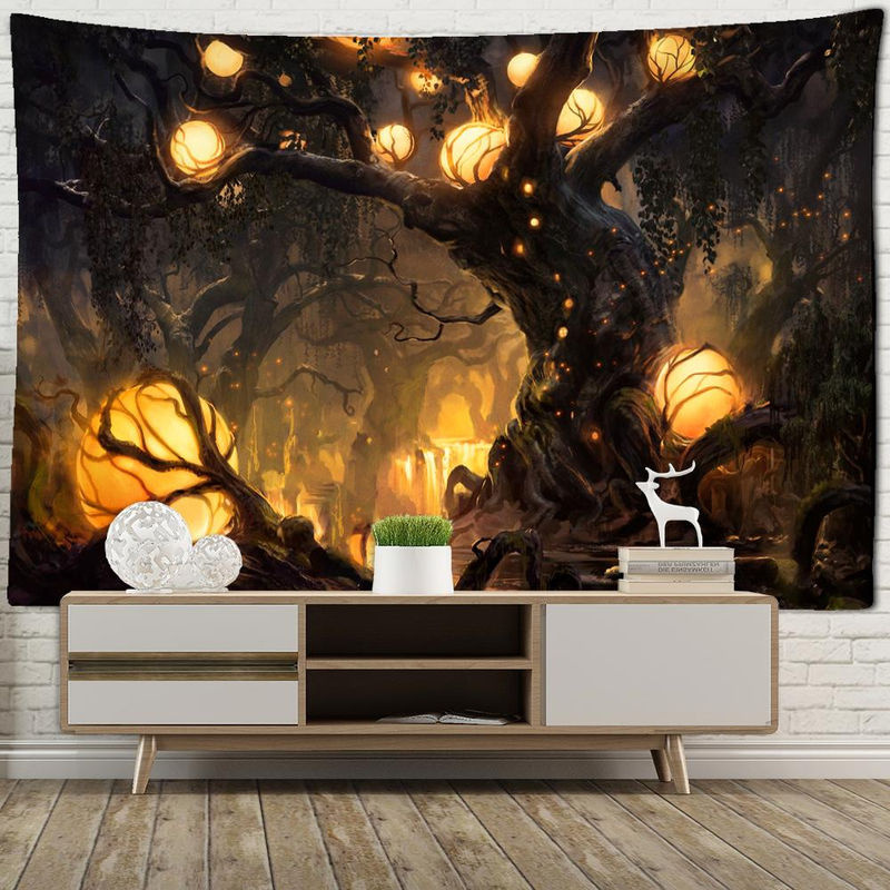 Super Six Wandbehang Bohemian Stil mit abstraktem Wunschbaum und mystischer Waldlandschaft, mehrfarbig, B: 95 cm, H: 70 cm - Bild 5