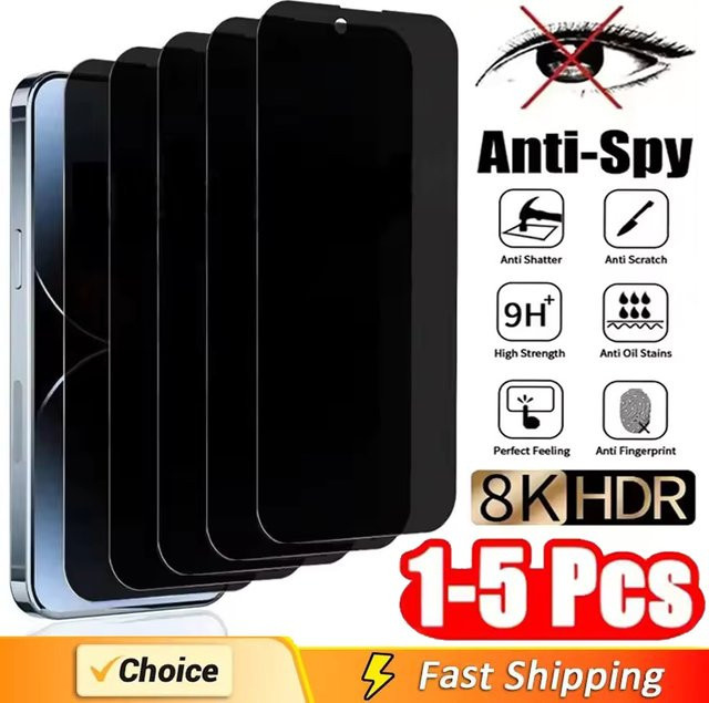 Privatsphäre Schutzfolie aus gehärtetem Glas für Apple iPhone 16 15 14 13 11 Pro Max XR XS X als Set mit 1-5 Stück - Bild 1