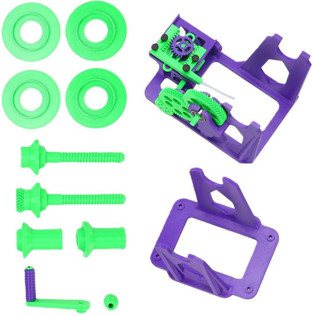 Neoglint 3D-Drucker Filamentwickler mit Handkurbel, vormontiertes Kit in Lila und Grün - Bild 1