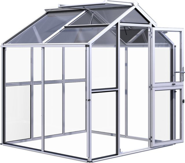 KGT Gewächshaus Galant II in Grau mit 4,5 m² Fläche, 4 mm ESG-Glas und 10 mm HKP, B/T/H: 2,16 x 2,08 x 2,38 m - Bild 1