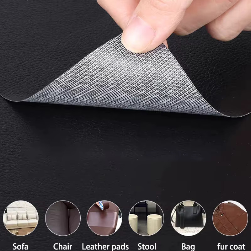 Selbstklebende Lederreparatur-Flicken zur Aufarbeitung von Möbeln, Sofas, Autositzen und Taschen aus PU-Gewebe in Schwarz und Gelb - Bild 2