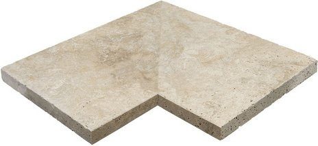 WOHNRAUSCH Beckenrandsteine Tosca Cream aus Travertin in Beige, Eckstück 2-teilig gefast, B/T/H: 61 x 61 x 3 cm - Bild 1