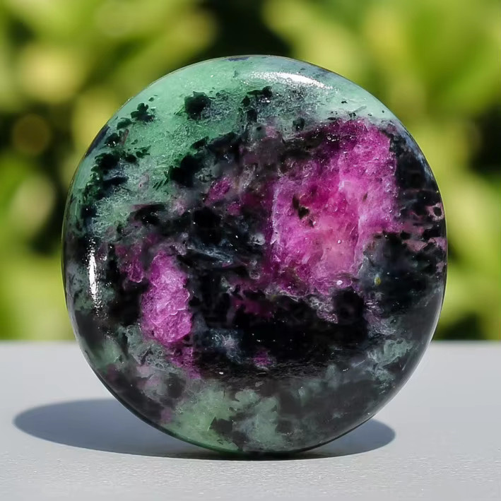 CrystalHola Rubin-Zoisit Scheibenstein in Rot-Grün, getrommelter Edelstein für Meditation und Dekoration - Bild 5