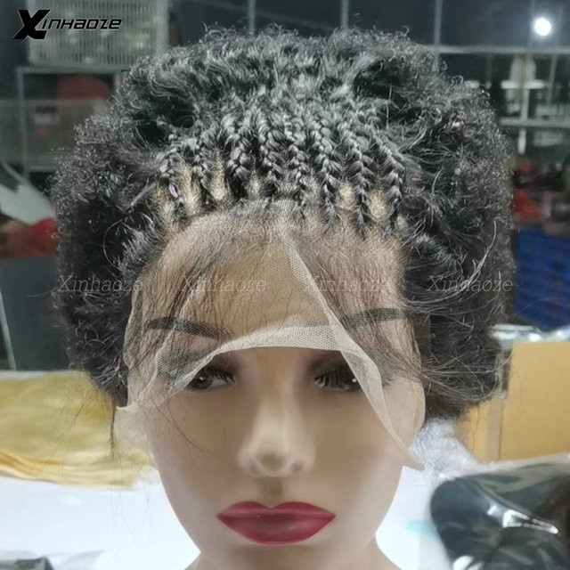 XINHAOZE Echthaar Perücke, geflochtene Box Braids, Damen - Bild 1