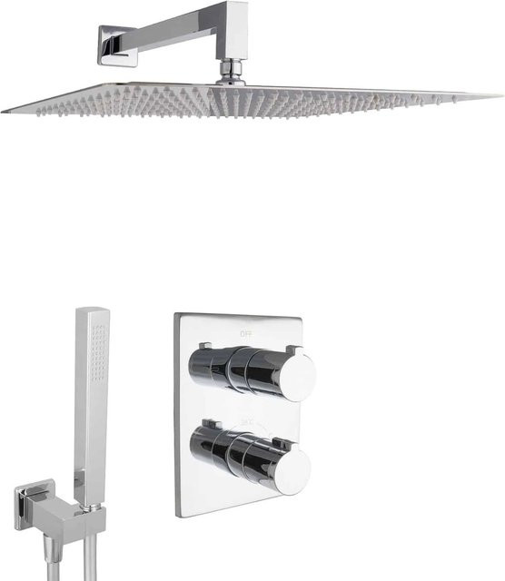 PaulGurkes Thermostat Dusch Set in Chrom mit 40 cm Regenbrause und Handbrause - Bild 1