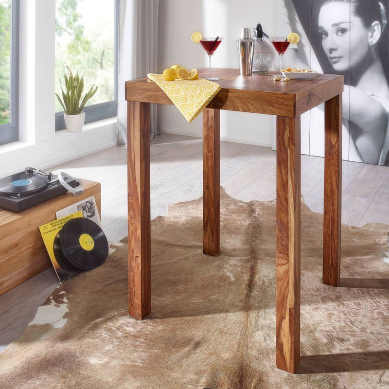 Wohnling Bartisch aus Sheesham Massivholz in Braun, B/T/H: 80 x 80 x 110 cm - Bild 4