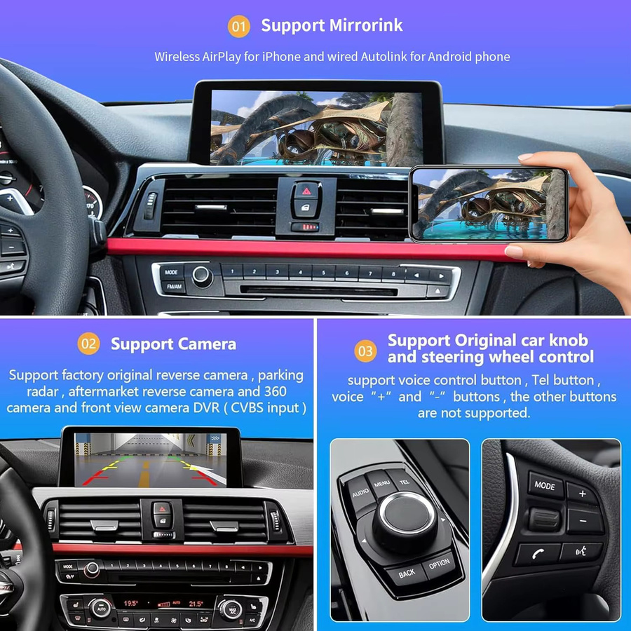 AUTOABC Kabelloses CarPlay und Android Auto Nachrüstkit für BMW Serie 1 2 F20 F21 F22 F23 F45 mit Mirror Link und GPS in Schwarz - Bild 4