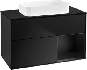 V&B Waschtischunterschrank Finion mit Wandbeleuchtung in Blau Lackiert, Breite: 100 cm, Tiefe: 60,3 cm - Bild 1