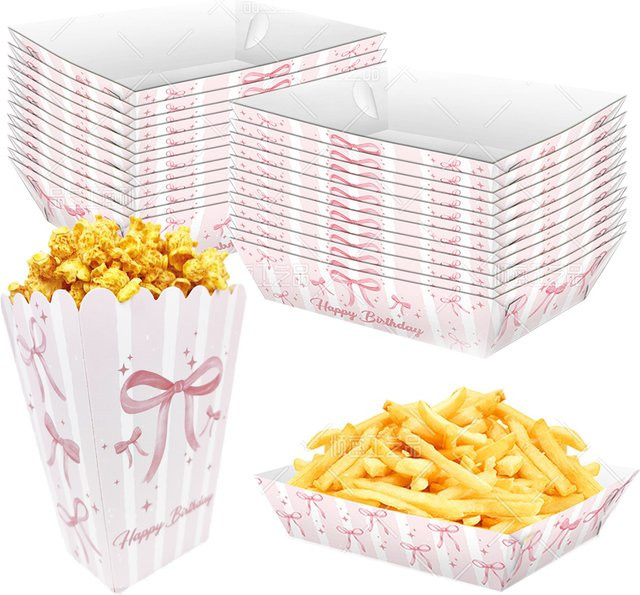 PartiesTour Rosa Schleife Popcorn Boxen aus Papier für Geburtstag und Party Dekorationen - Bild 1