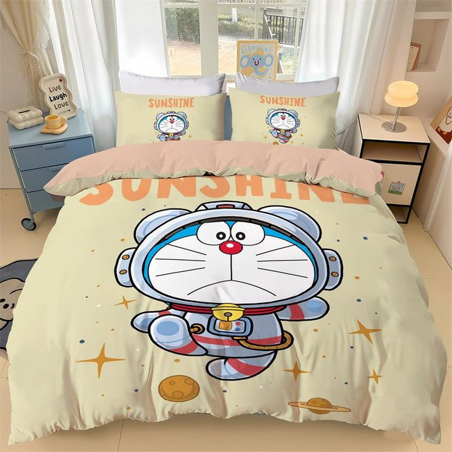 Lodestar Bettwäscheset Doraemon mit 3D-Druck in Gelb, bestehend aus Bettbezug und Kissenbezügen für Kinder und Teenager, B/H: 150 x 200 cm - Bild 1