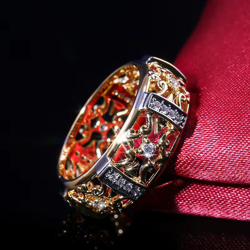 Huitan Verlobungsring, goldfarben, Zirkonia, Unisex - Bild 2