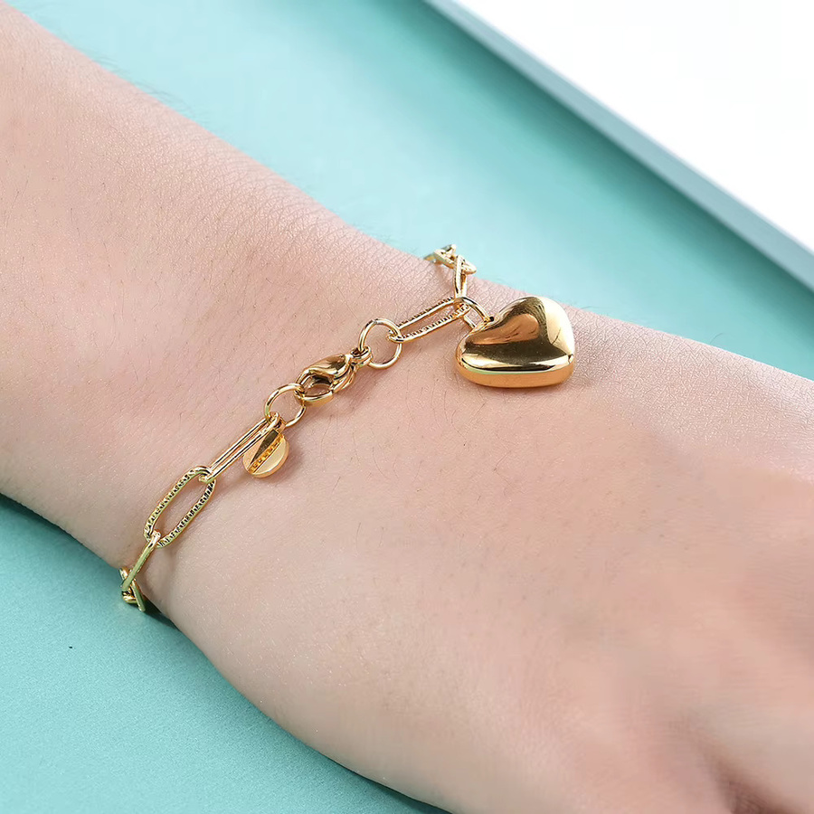 Vqysko Armband, Edelstahl, Gold, Damen, Herz Anhänger - Bild 2