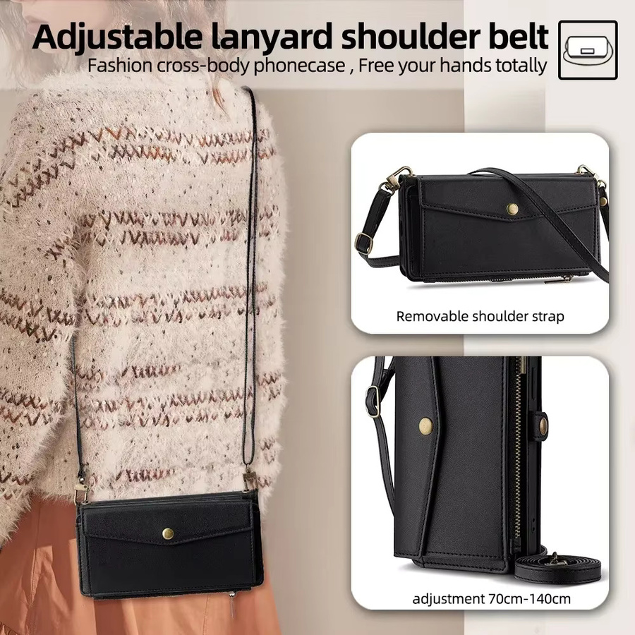 Leder Brieftasche mit Reißverschluss als Handyhülle für Huawei Y70 Y8P Y9s Y9a Y70 Plus Y90 Y91 in Schwarz oder Beige - Bild 4