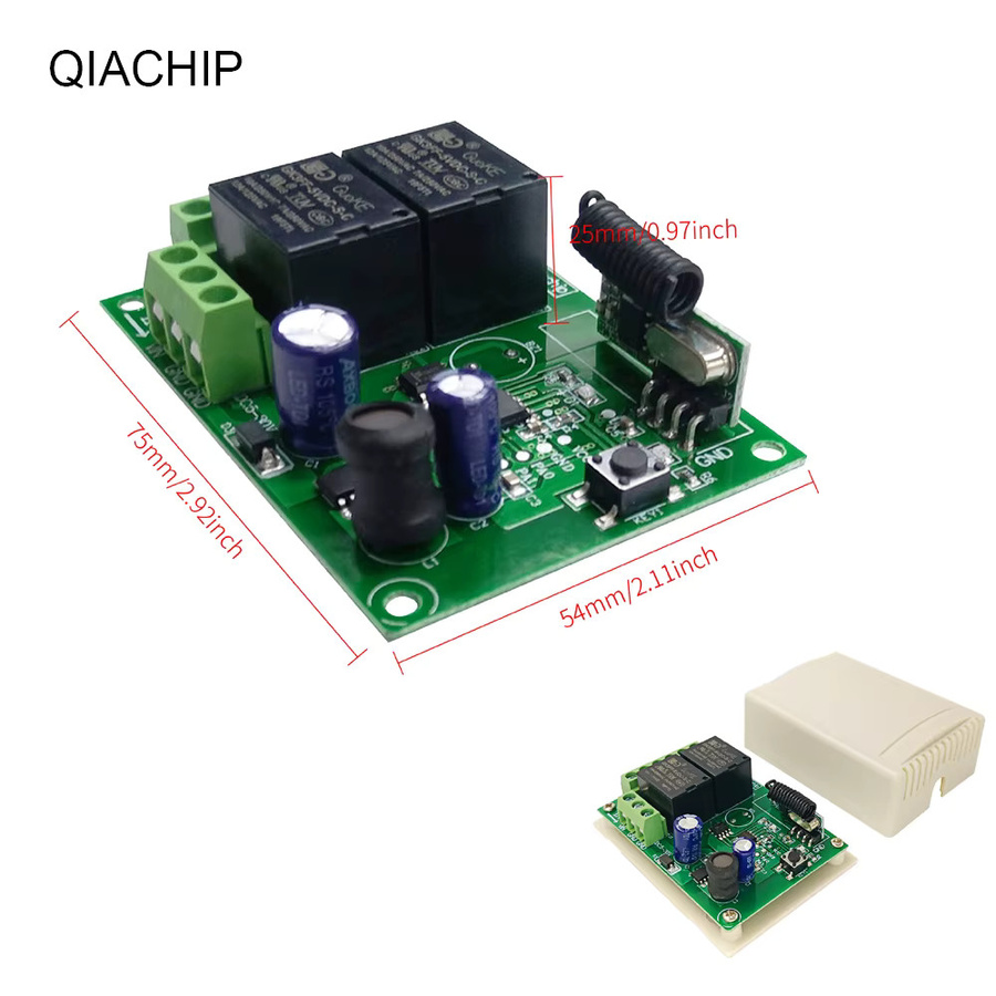 QIACHIP 433MHz RF Funk-Empfänger mit 2-Tasten Wandpanel für intelligente Beleuchtung, DC 5V 12V 24V 48V - Bild 3